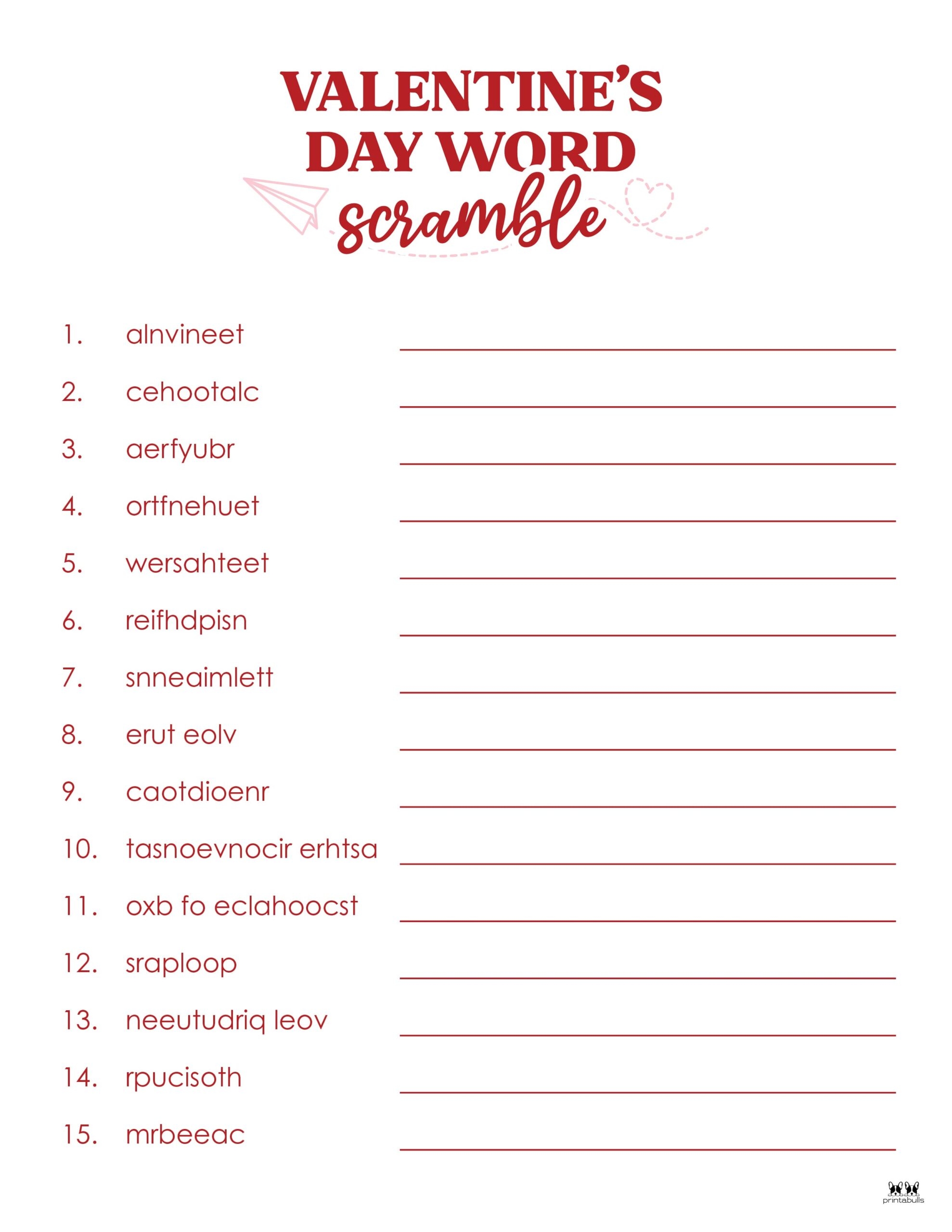 Valentine 39 s Day Word Scrambles 10 FREE Pages Printabulls