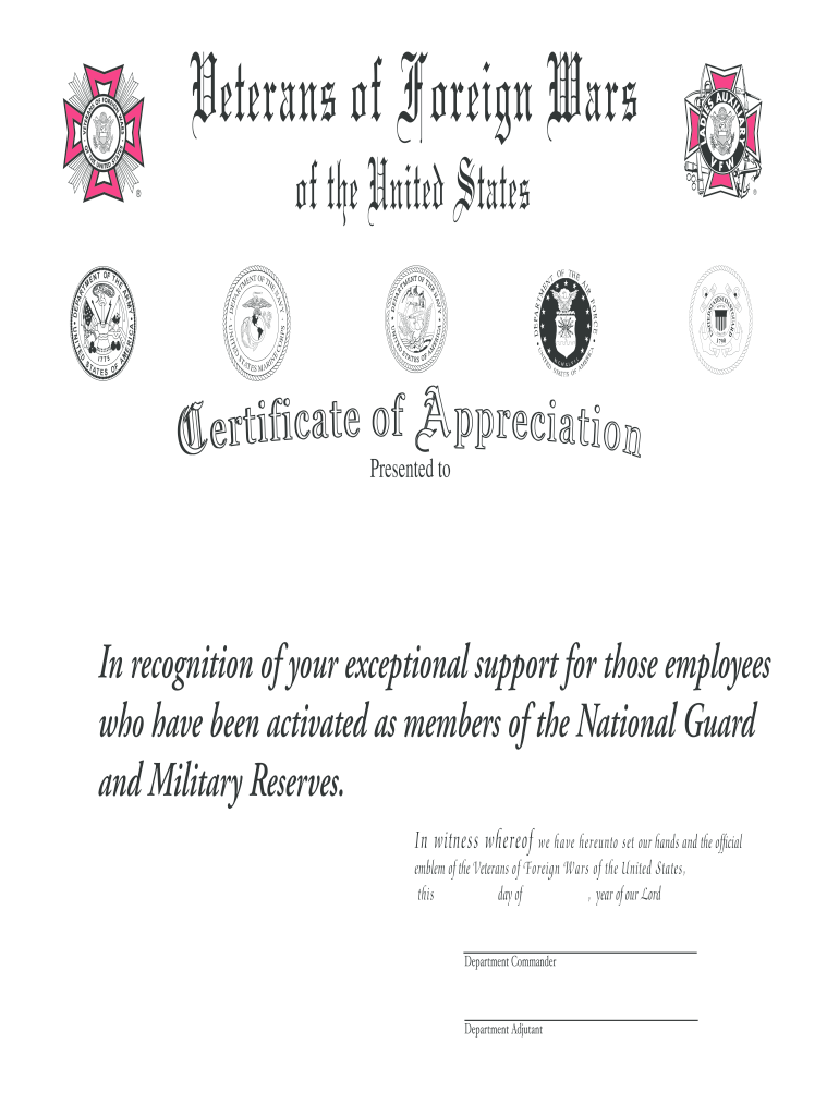 Veterans Day Certificate Printable American Legion
