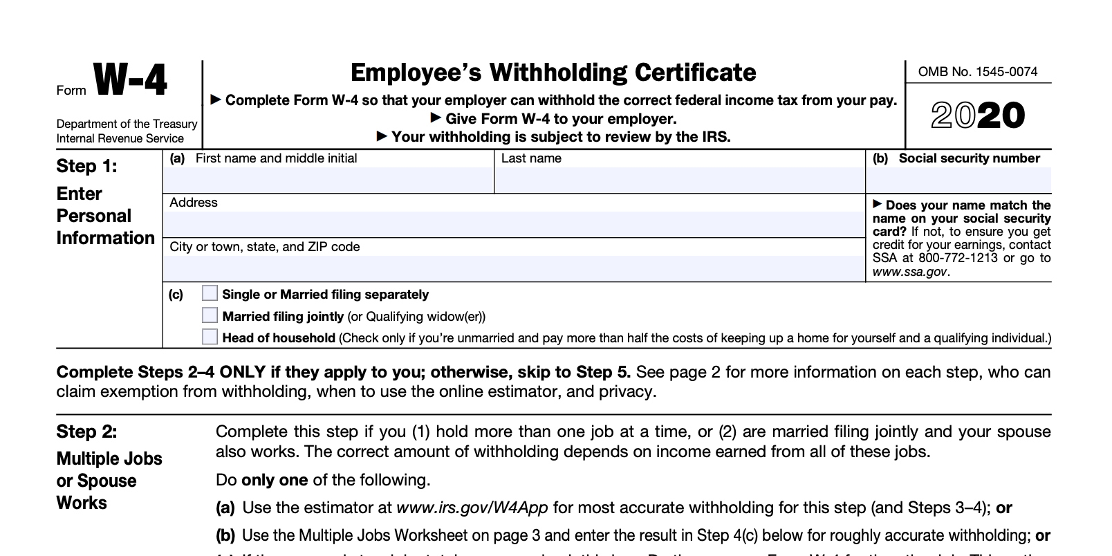 W 4 Form 2025 Printable