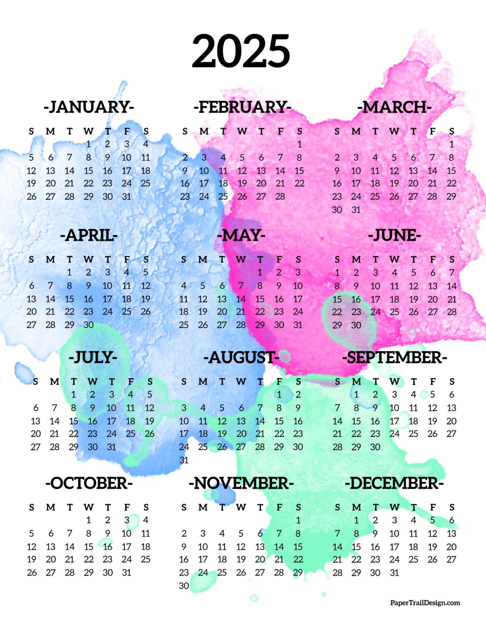 Watercolor 2025 Calendar 2025 Katti Kelcey