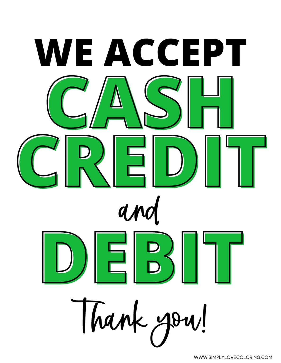 We Accept Credit Cards Printable Sign Free PDF Download Simply Love 