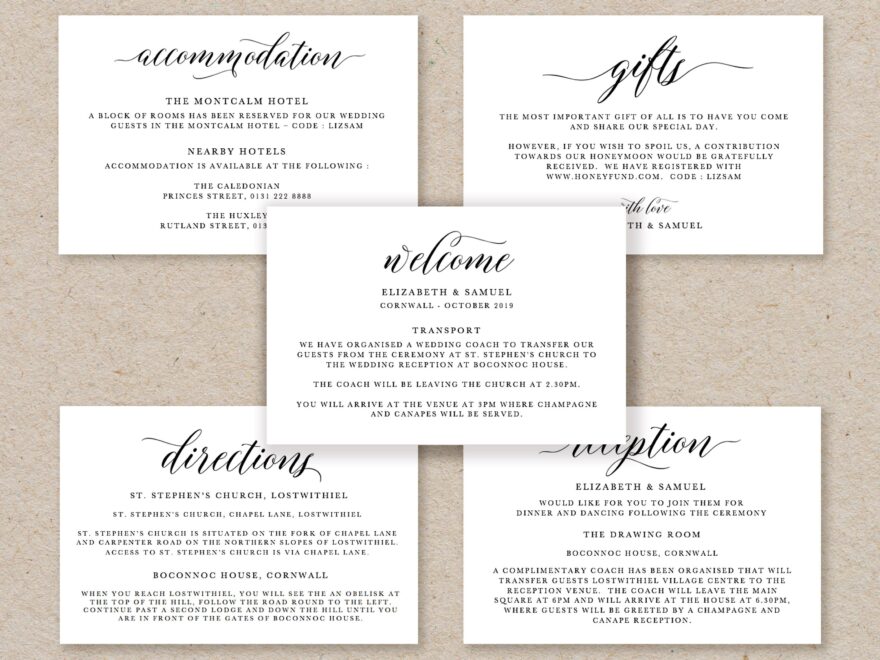 Wedding Enclosure Cards Template