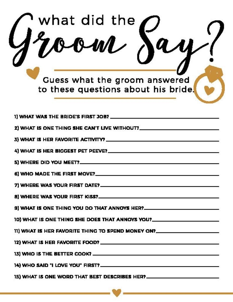 What Did The Groom Say Free Printable This Item Is A Free Digital File 