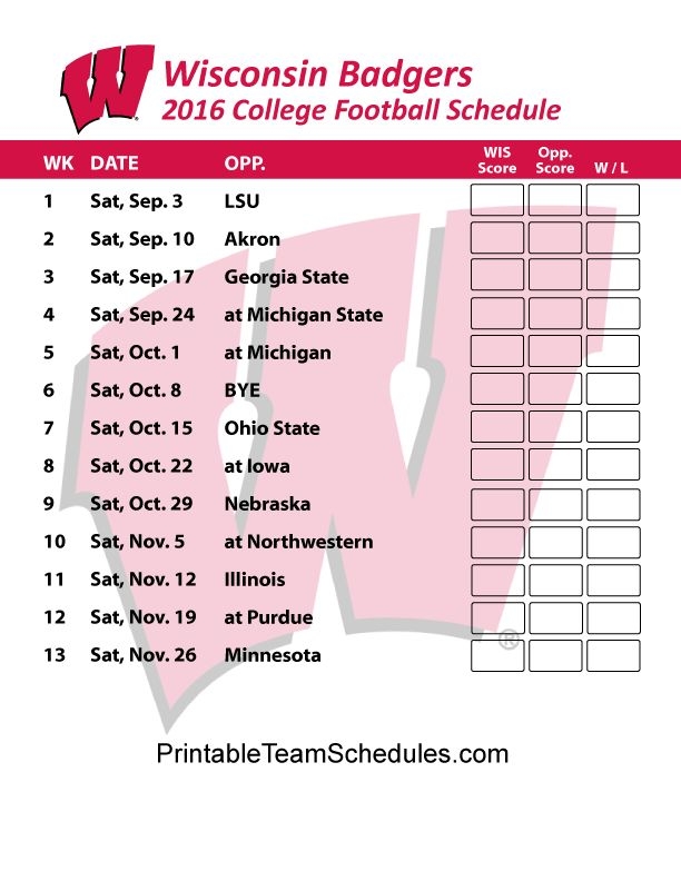 Wisconsin Badgers Basketball Televised Schedule 2025 Printable