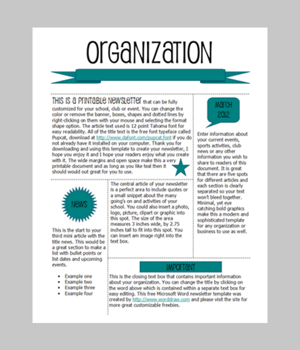 Word Newsletter Template 31 Free Printable Microsoft Word Format 