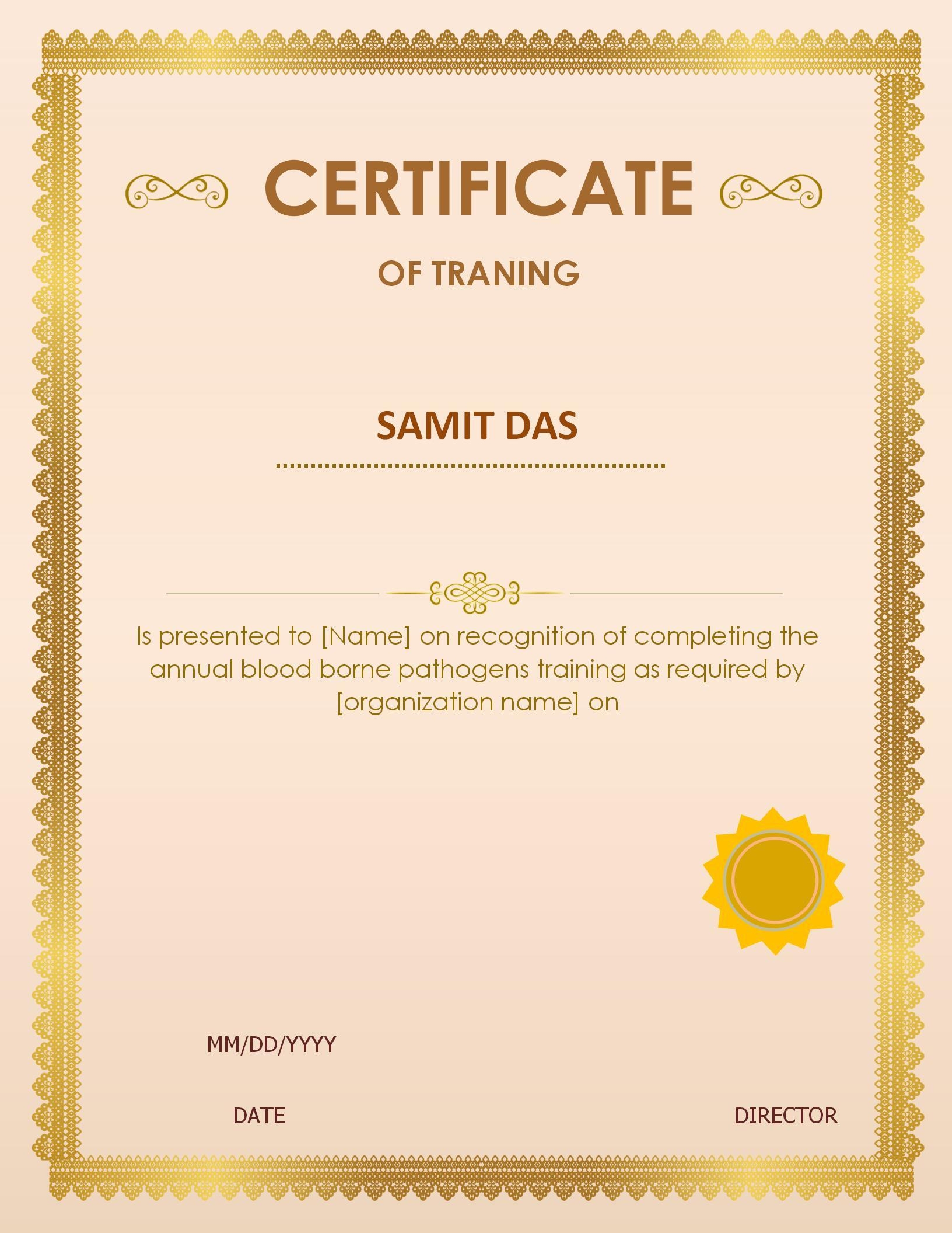 WORD Of Free Training Certificate docx WPS Free Templates