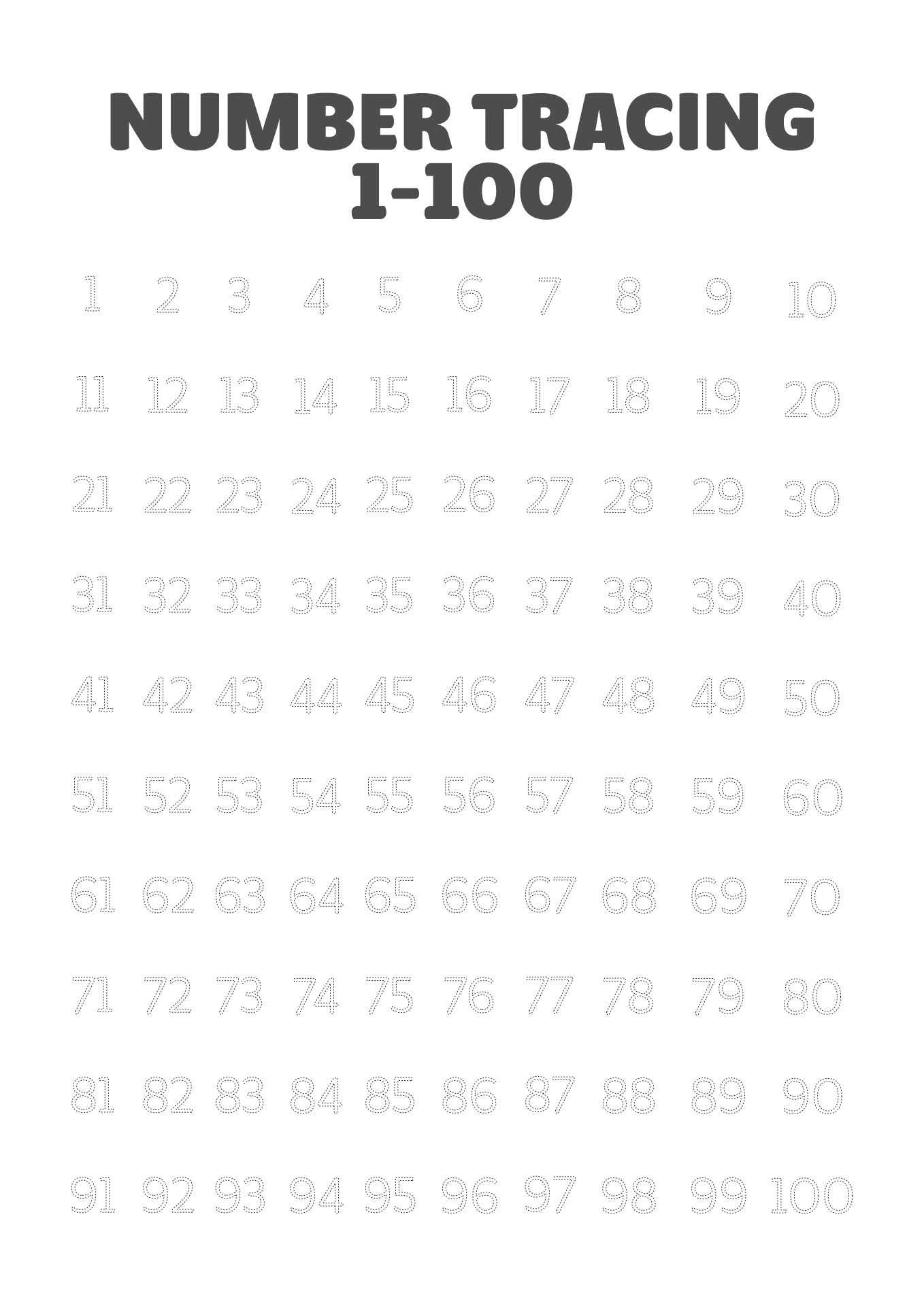 Writing Numbers 1 100 Worksheets