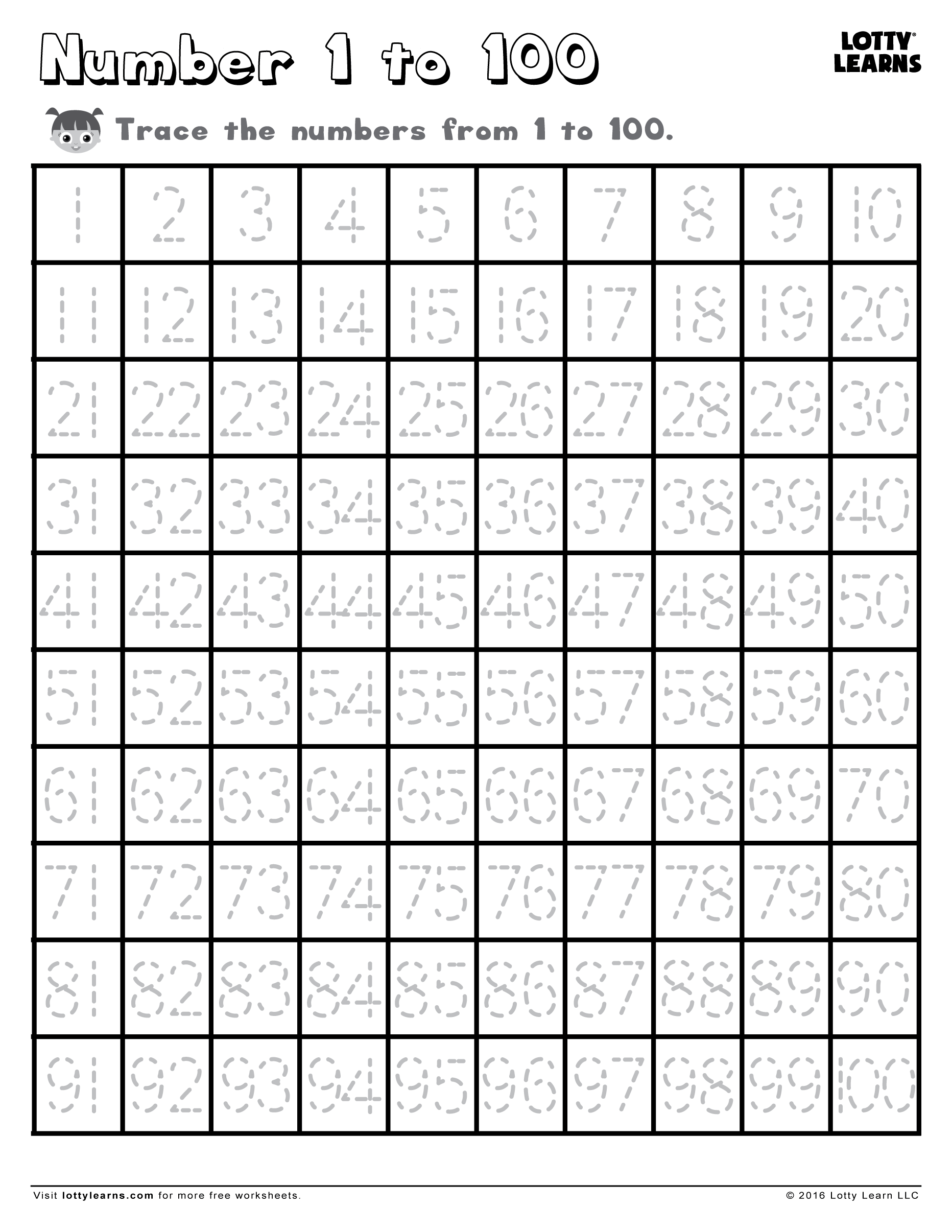 Writing Numbers 1 100 Worksheets