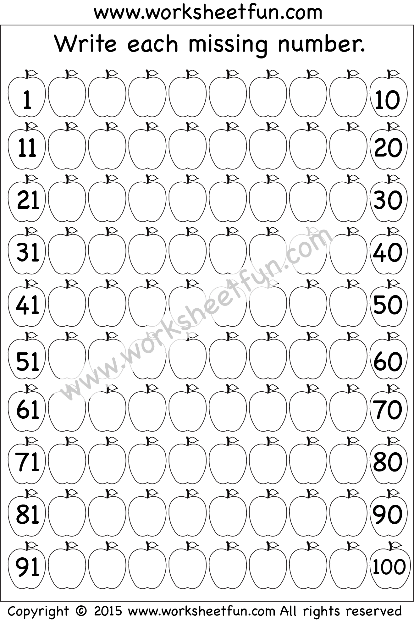 Printable Worksheets Writing Numbers 1-100