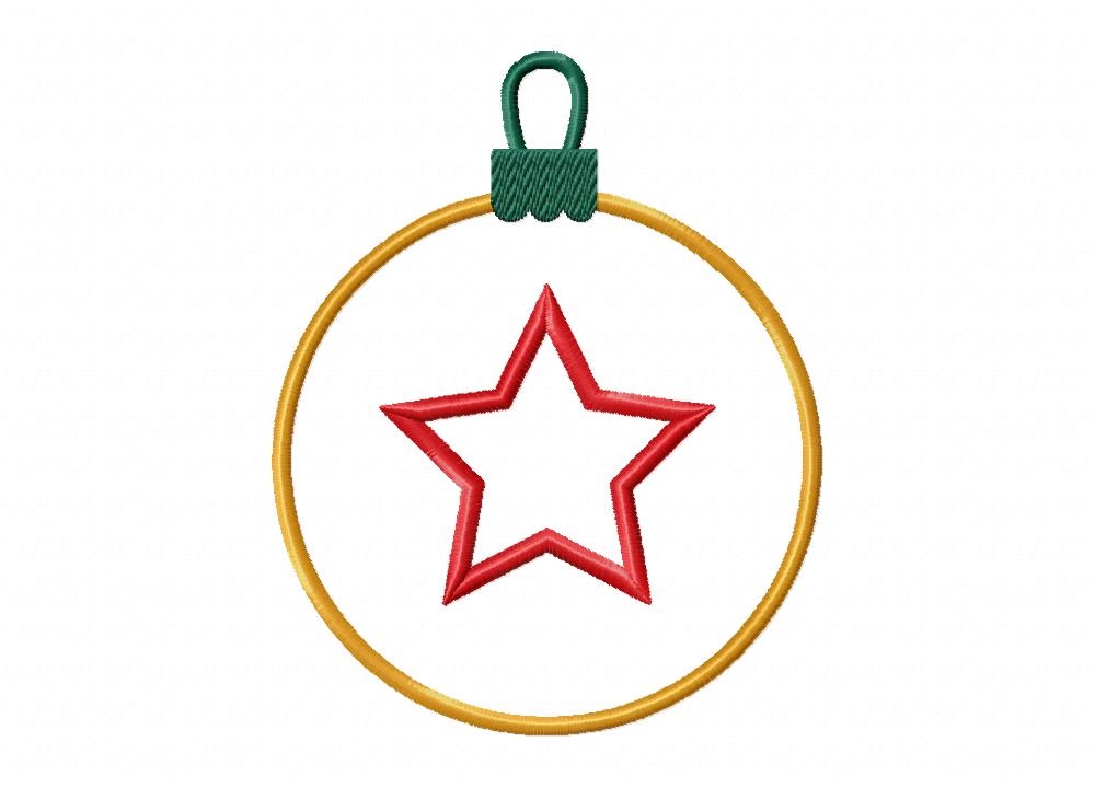 Yellow Christmas Balls With Star Includes Both Applique And Stitch 