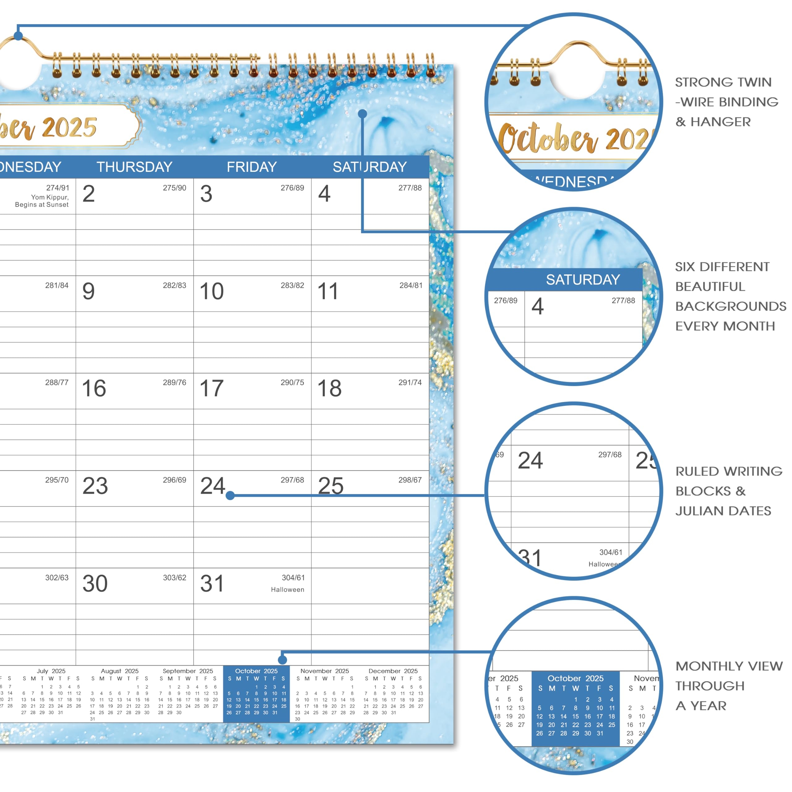 2026 Calendar 2026 Wall Calendar With Julian Date January 2026 December 2026 Twin Wire Bound 14 76 x 11 6 Thick Paper Perfect For Organizing