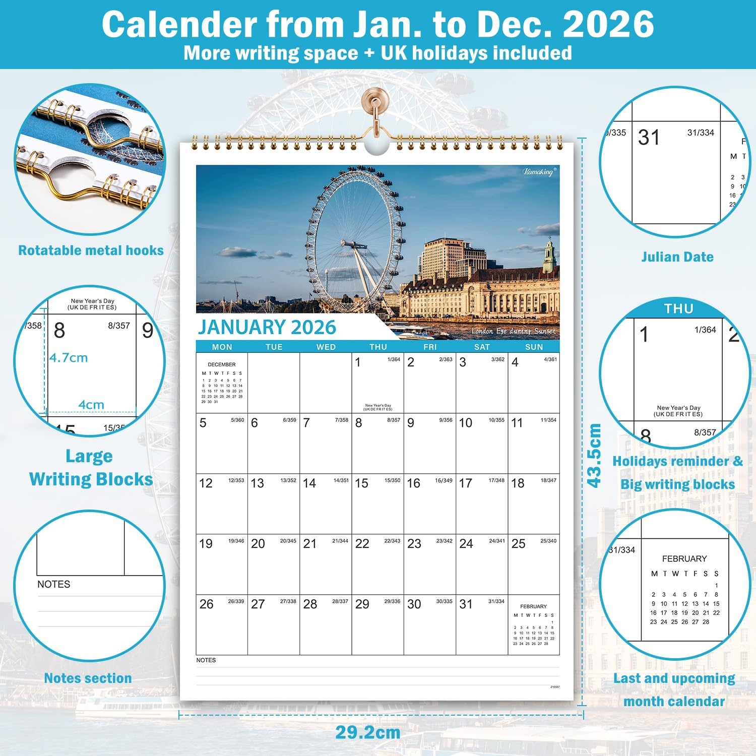 2026 Calendar Calendar 2026 From January December 2026 Wall 