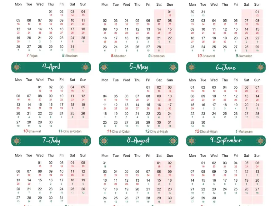 2026 Gregorianischen amp Hijri Kalender Zum Ausdrucken Islamisches