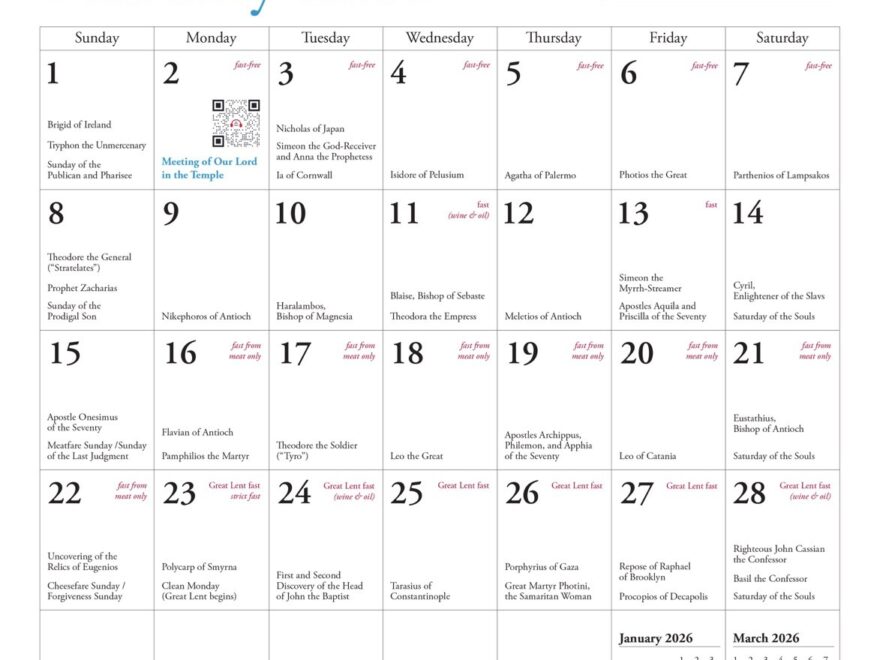2026 Icon Calendar Saints Of North America Gregorian Version