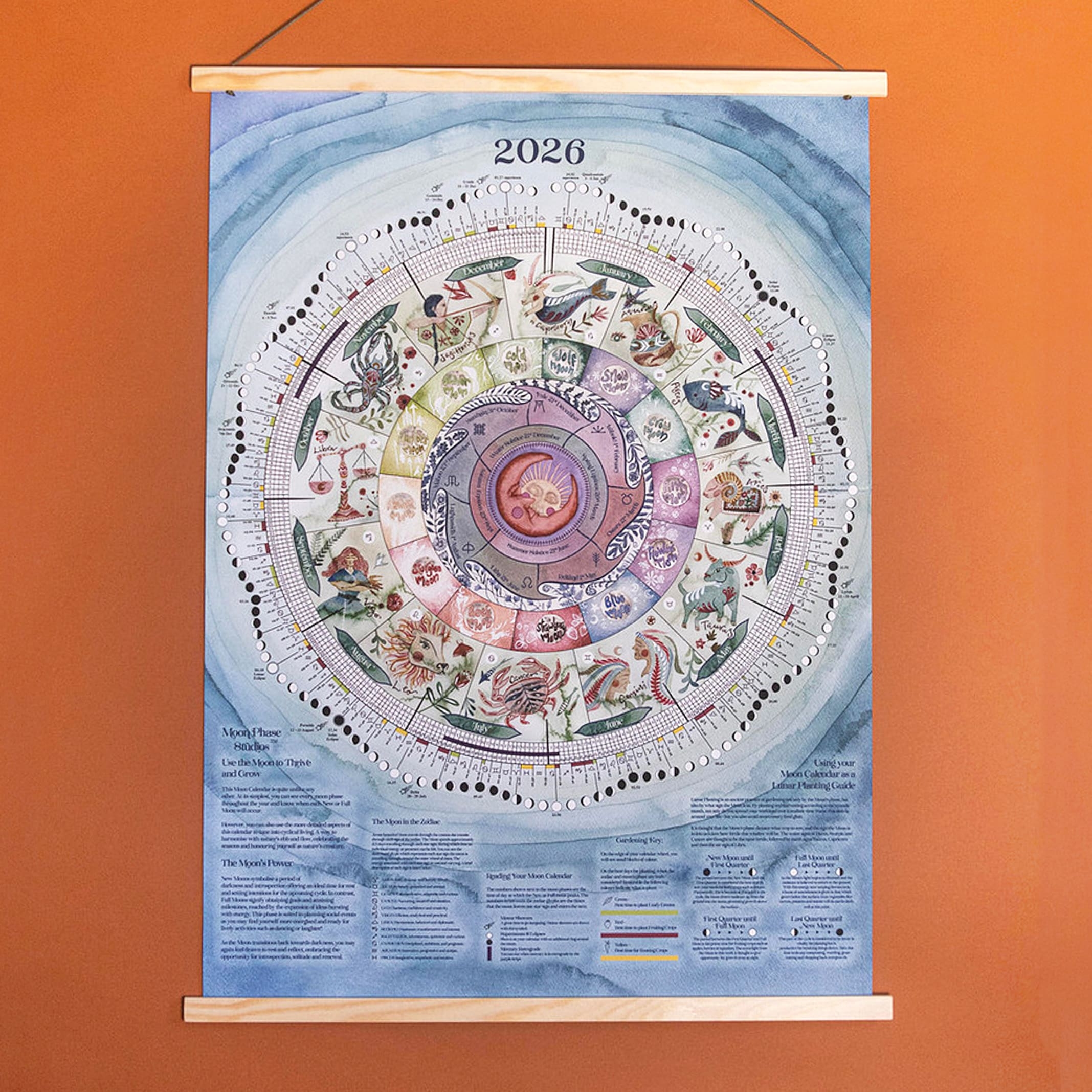 2026 Large Moon Calendar Moon Phase Studios