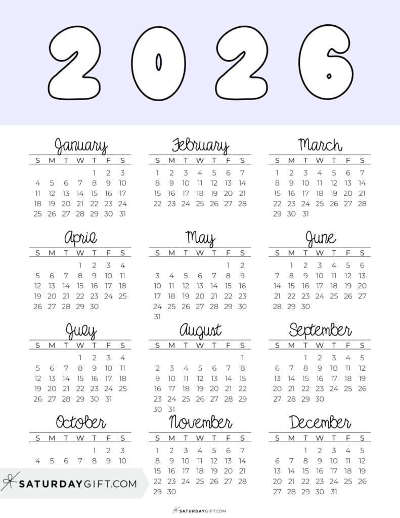 Free Printable Julian Calendar 2026