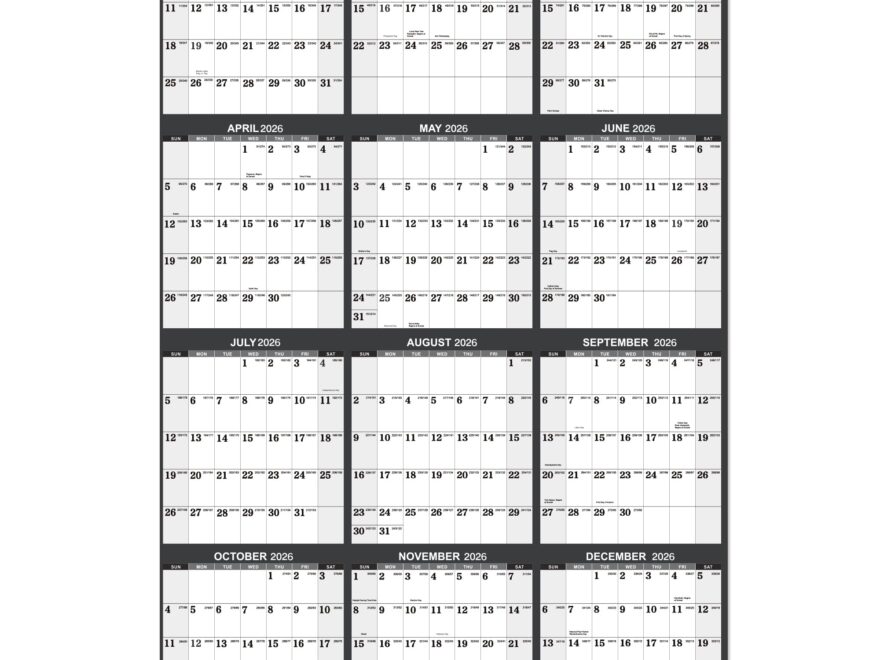 2026 Yearly Wall Calendar 2026 Wall Calendar With Julian Date