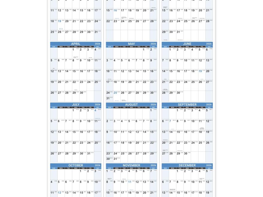 2026 Yearly Wall Calendar 2026 Wall Calendar With Julian Date Jan 2026 Dec 2026 One Page For Organizing Premium Thick Paper Vertical Gift
