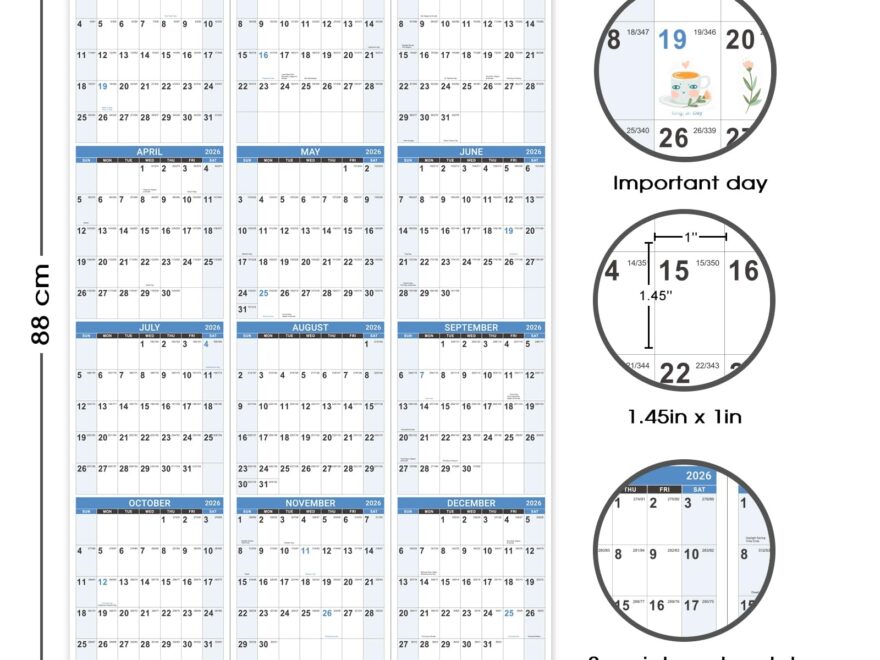 2026 Yearly Wall Calendar 2026 Wall Calendar With Julian Date Jan 2026 Dec 2026 One Page For Organizing Premium Thick Paper Vertical Gift