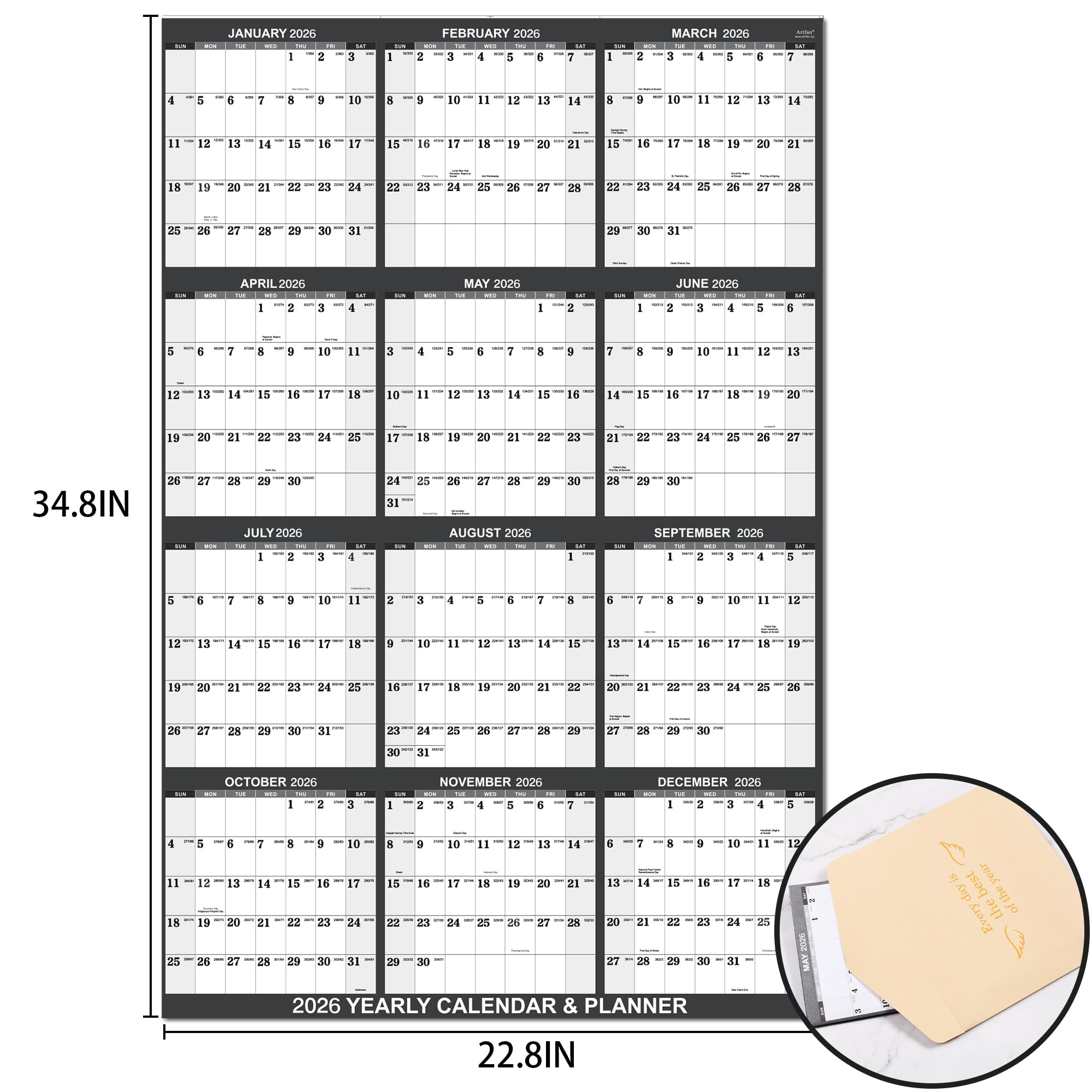 2026 Yearly Wall Calendar Wall Calendar 2026 Yearly Wall 