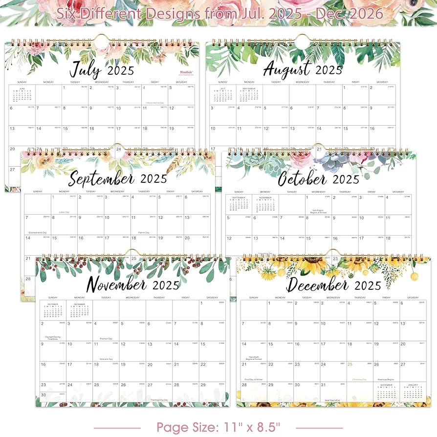 23 1x34 6 Inch Yearly Calendar With Julian Dates 2025 2026 Yearly 