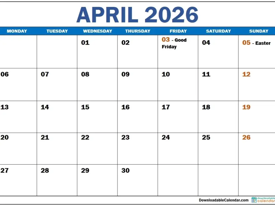 April 2026 Calendar Energize Your Spring With Purpose