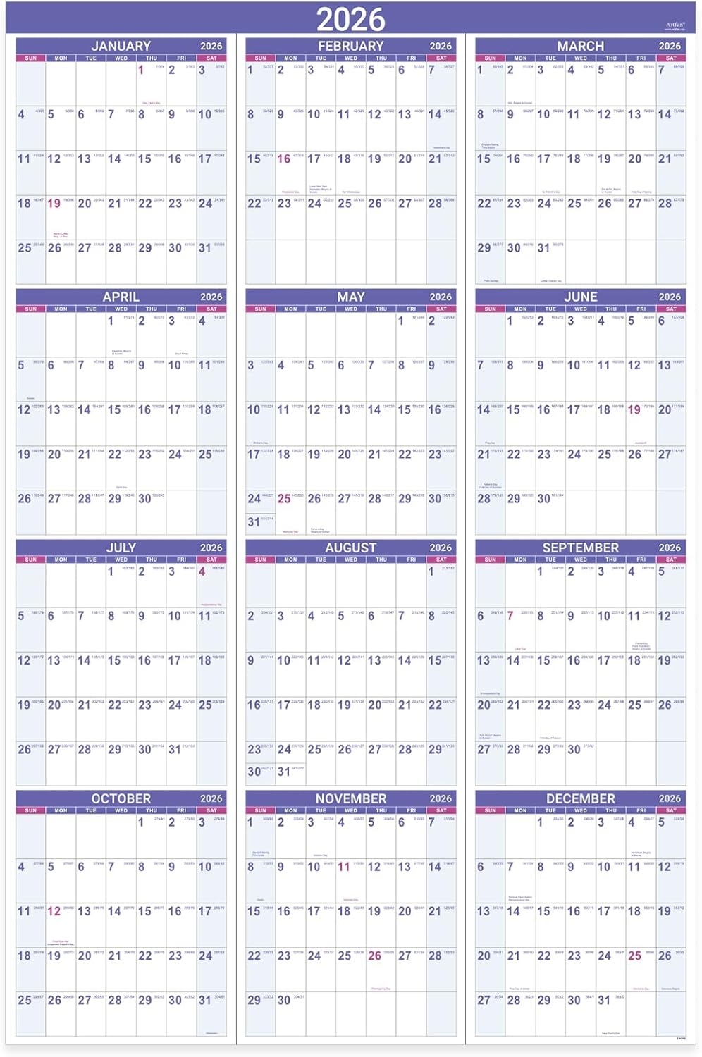 Big Ass Calendar 2026 Calendar 2026 Wall Calendar With Julian 