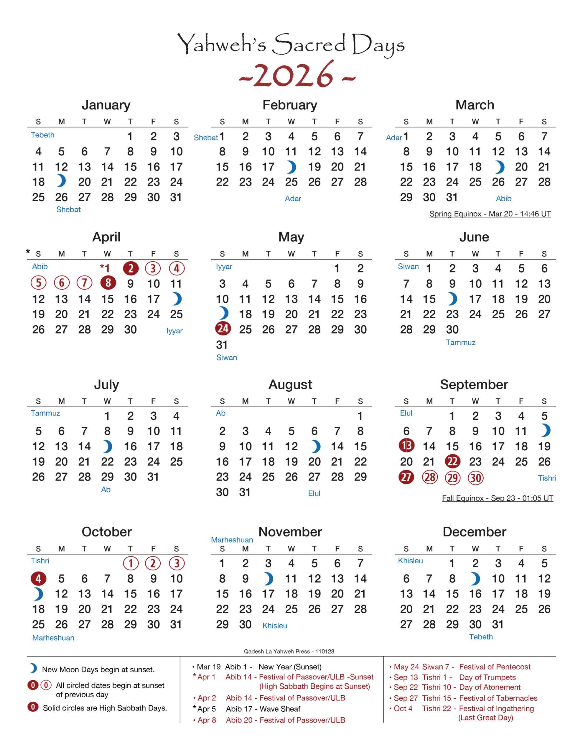 Calendar 2026