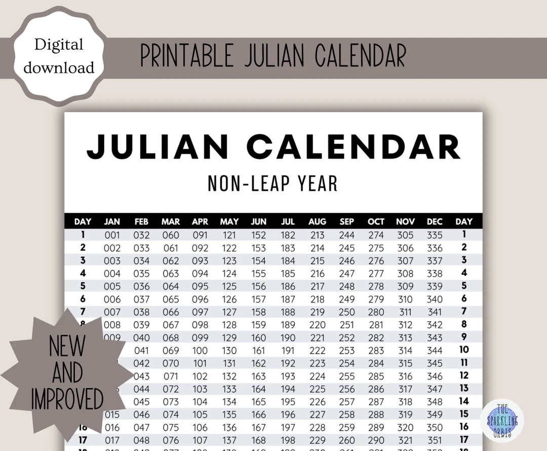 Calendar Printable Julian Date Conversion Chart The Gregorian Old 