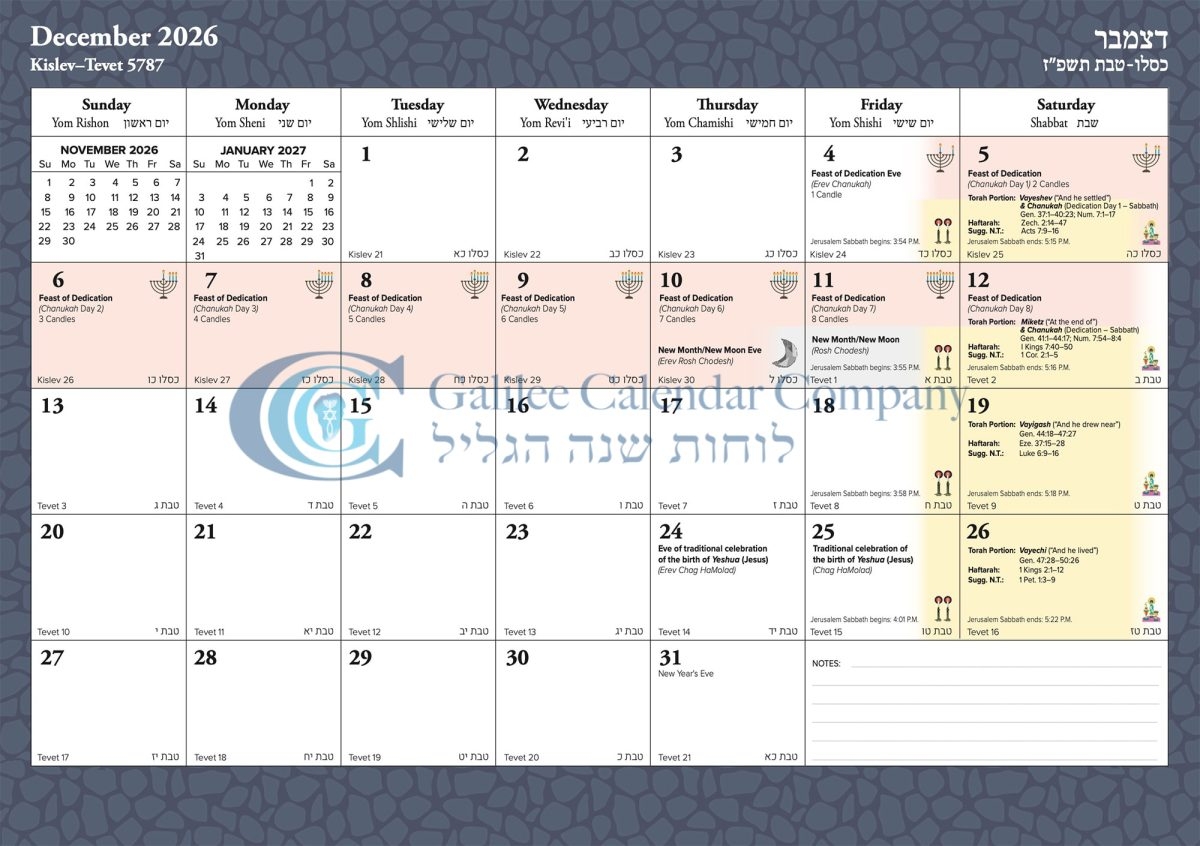 Lunar Sabbath Gregorian Calendar 2026