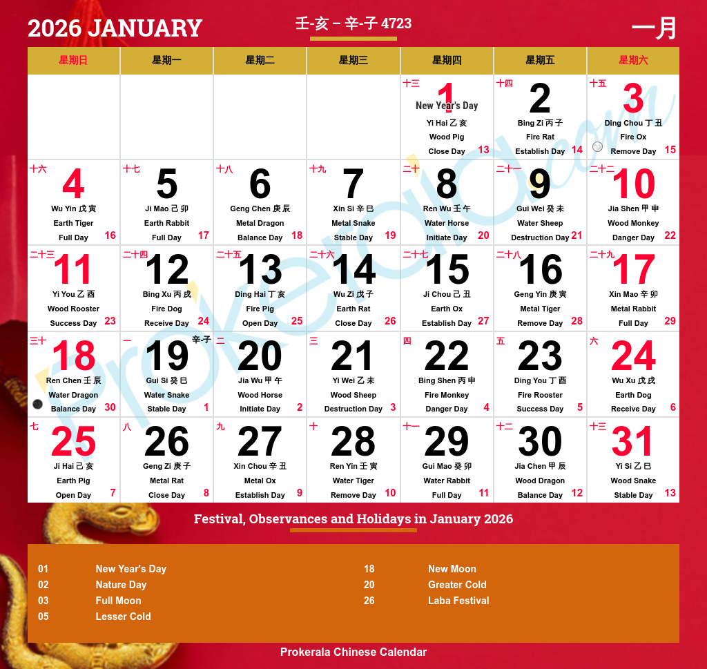 Chinese Calendar 2026 Year Of The Snake 