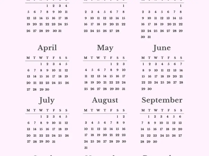 Free 2026 Yearly Calendar Printables Best One Page Templates