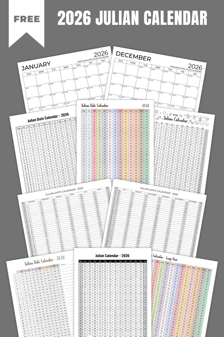 Free Julian Calendar 2026