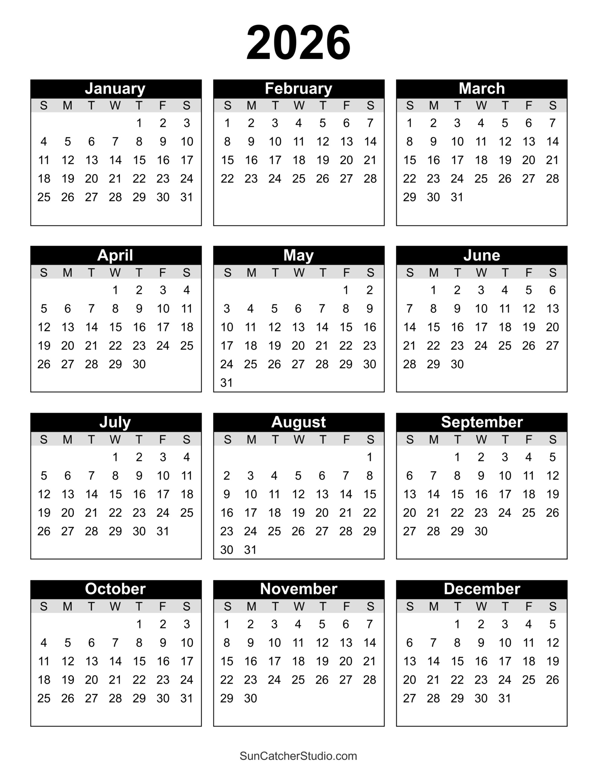 Julian Calendar 2026 Free Download