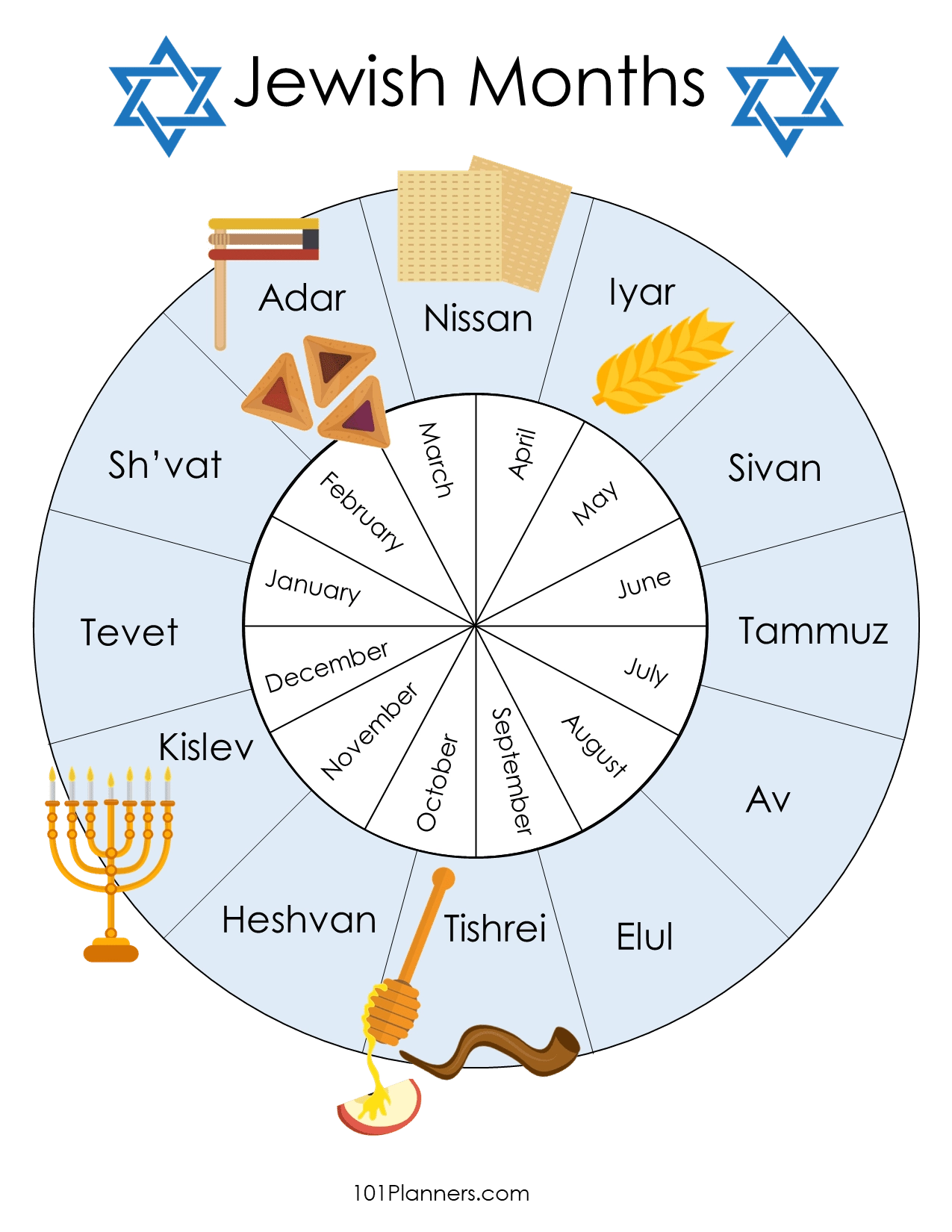 FREE Printable Jewish Calendar 2025 2026 2027 2028 2029 2030