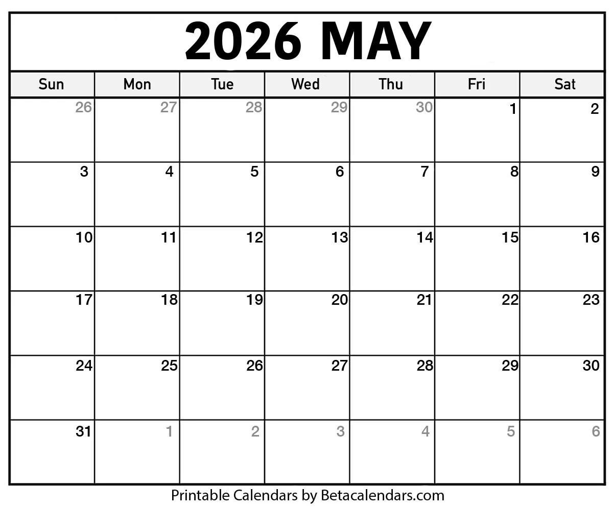 May Julian Date Calendar 2026