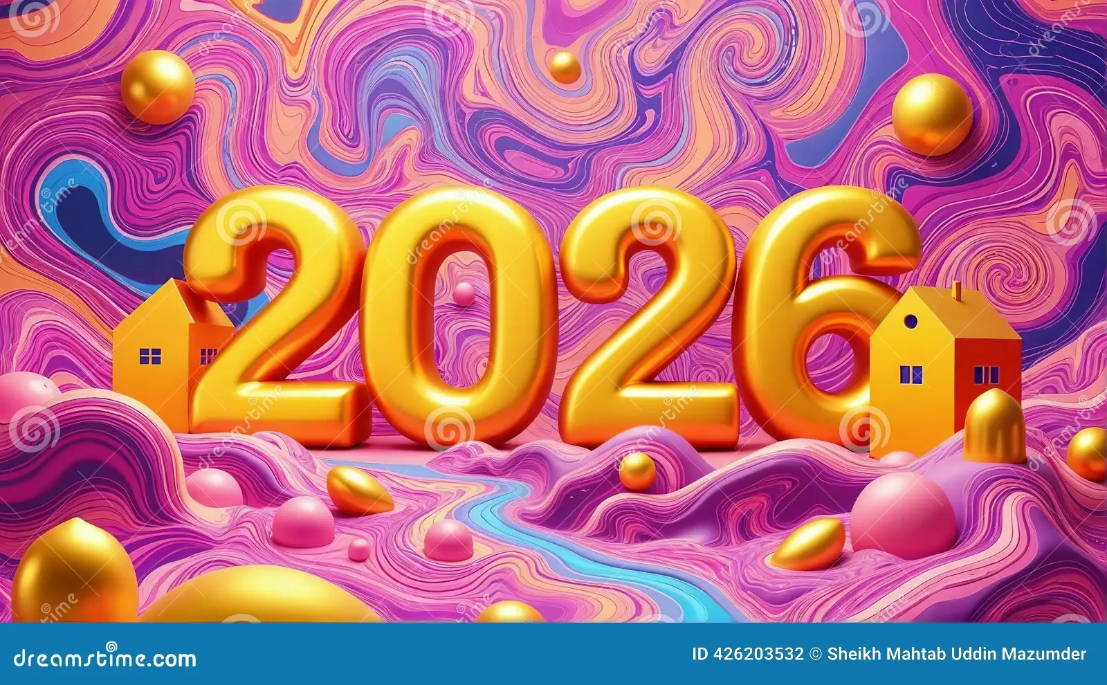 Illustration Celebrating The Upcoming Year 2026 Which Marks The 