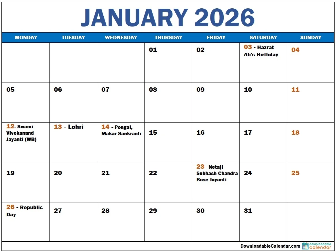 January 2026 Calendar Transform Your Plans Into Success