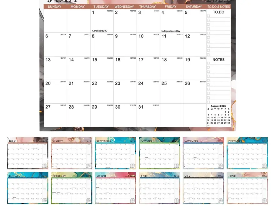 JLFNYA 2026 Wall Calendar 18 Month Wall Calendar 2026 July 2025