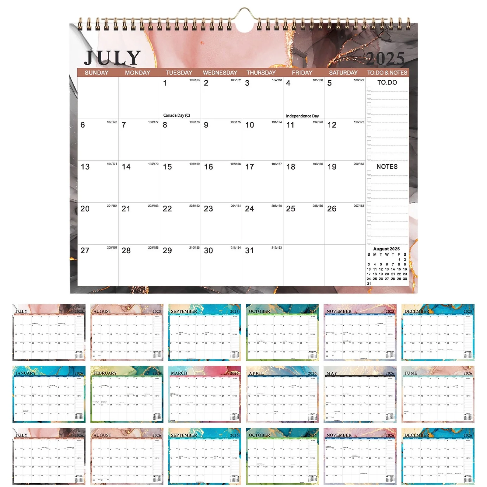 JLFNYA 2026 Wall Calendar 18 Month Wall Calendar 2026 July 2025 