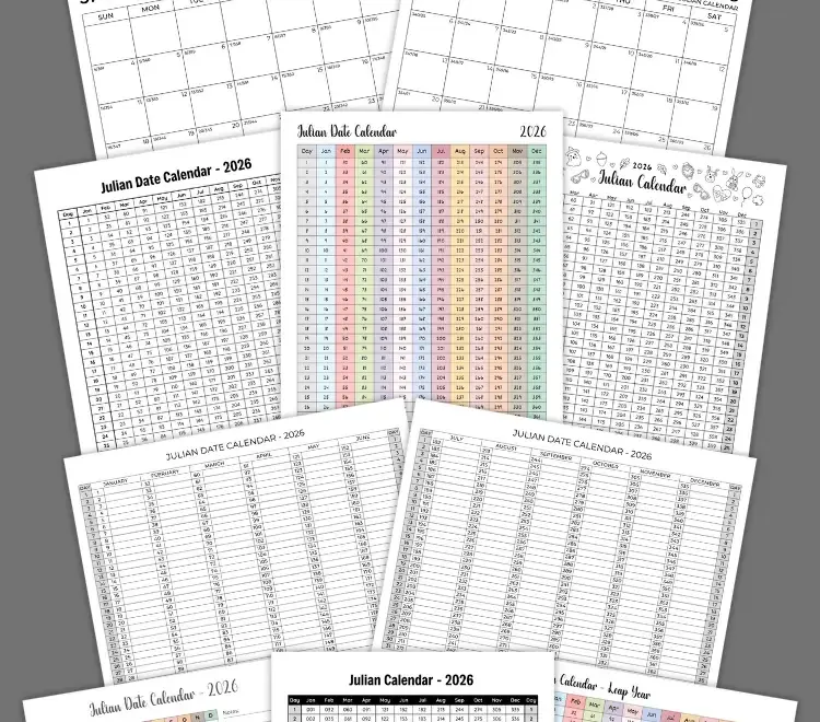 Julian Calendar 2026 Free PDF Printables