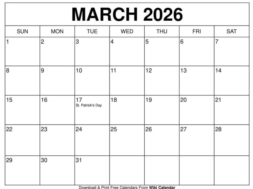 March 2026 Calendar Printable Templates amp More