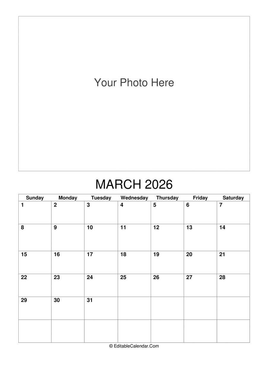 March 2026 Calendar Templates In Word PDF Excel