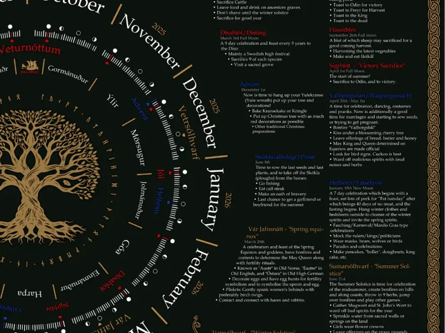 NEW Norse Pagan Calendar 2026 Holiday Guide Digital Download