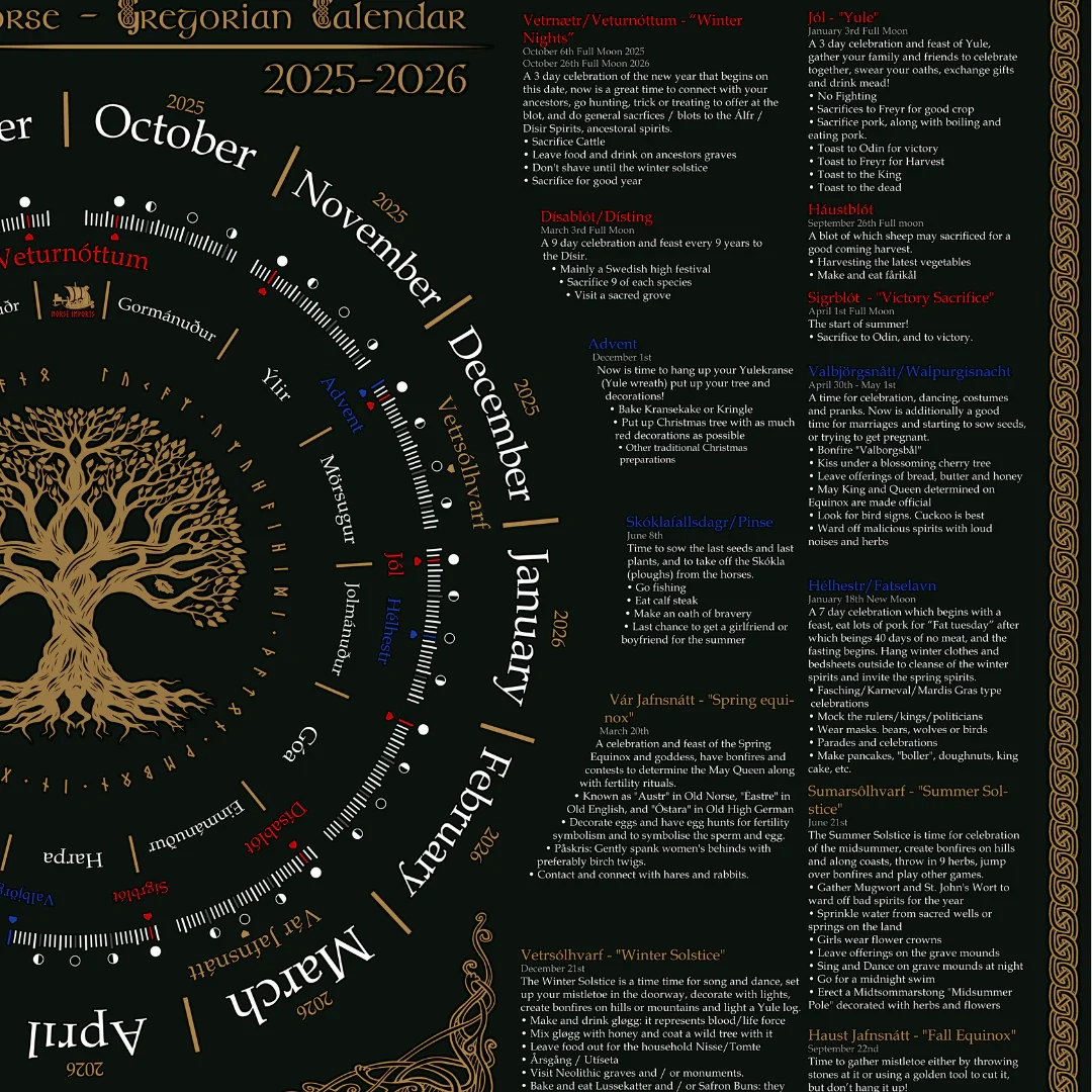 NEW Norse Pagan Calendar 2026 Holiday Guide Digital Download 