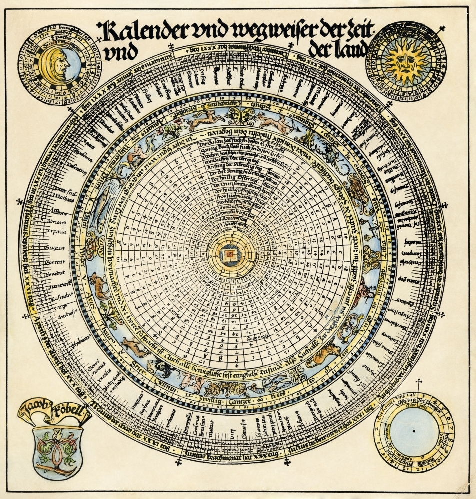 Roman Julian Calendar Ngerman Broadside 1520 Poster Print By 