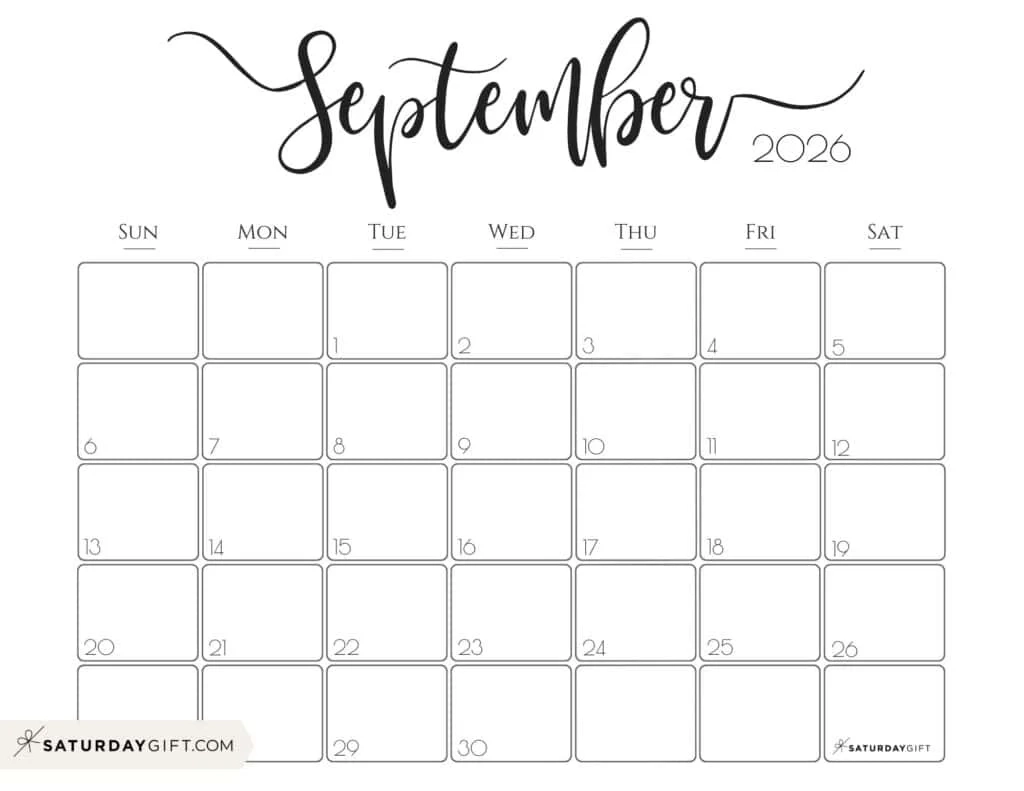 Julian Calendar 2026 Sep