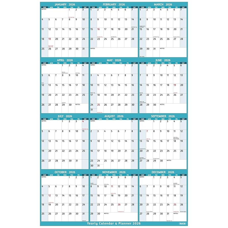 Yearly Julian Calendar 2026